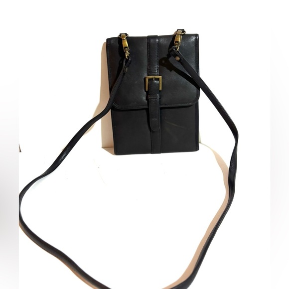 Eddie unisex Black Crossbody Bag with Gold Accents - Picture 1 of 7